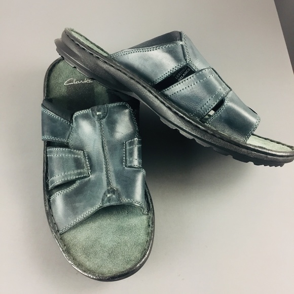 clarks sandals mens silver